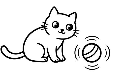 Chat captivé par les mouvements aléatoires et vibrations du jouet interactif Orbitball.
